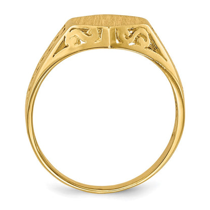 14K Gelbgold Siegelring 9,5x8,5mm mit offener Rückseite