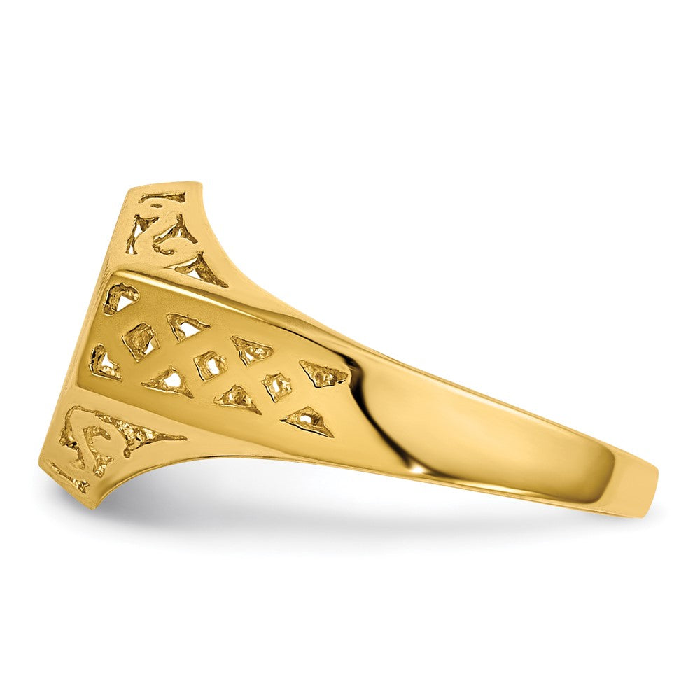 14K Gelbgold Siegelring 9,5x8,5mm mit offener Rückseite