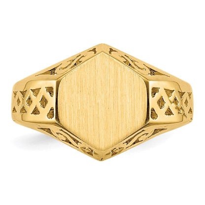 14K Gelbgold Siegelring 9,5x8,5mm mit offener Rückseite