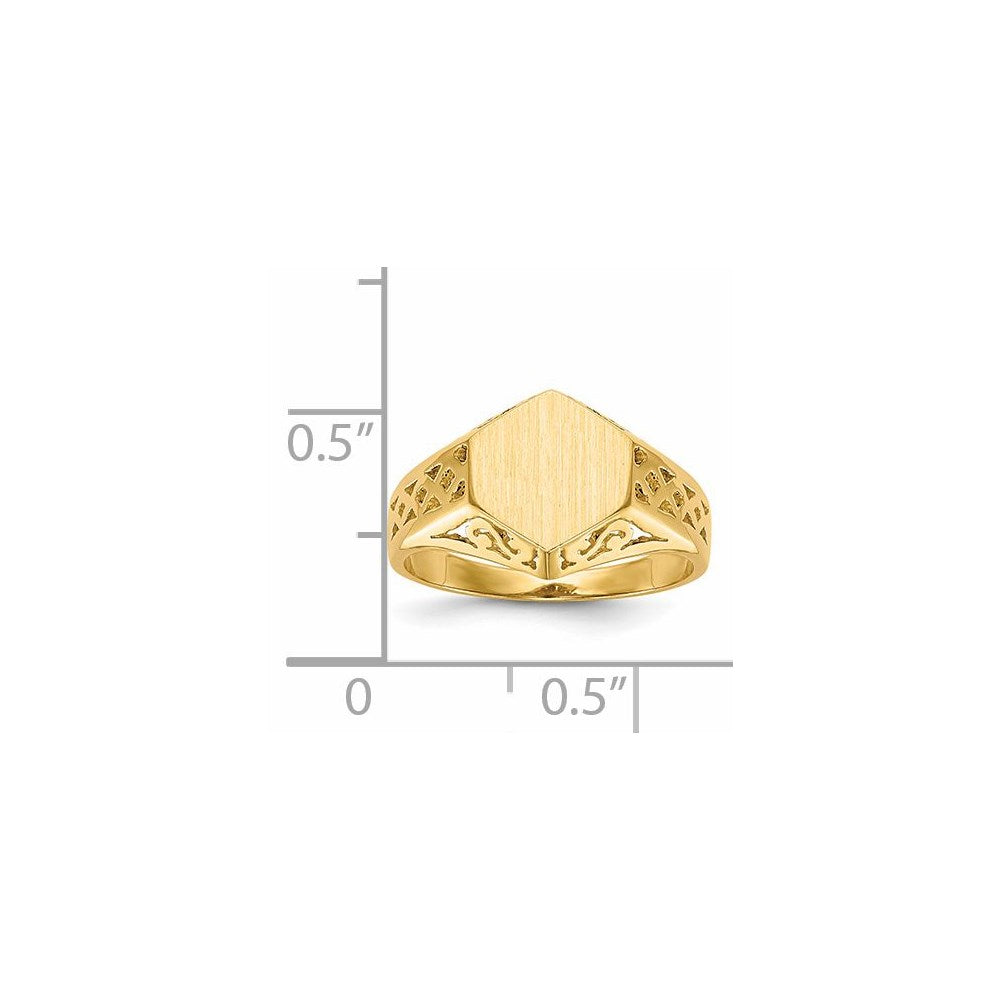 14K Gelbgold Siegelring 9,5x8,5mm mit offener Rückseite