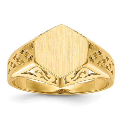 14K Gelbgold Siegelring 9,5x8,5mm mit offener Rückseite