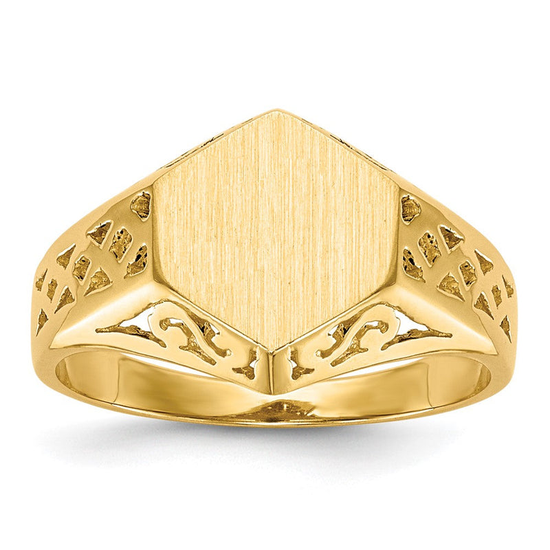14K Gelbgold Siegelring 9,5x8,5mm mit offener Rückseite