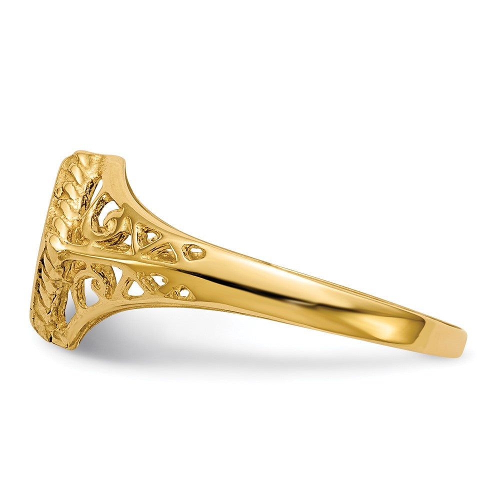 14K Gelbgold Siegelring, offene Fassung, 8,0 x 8,5 mm