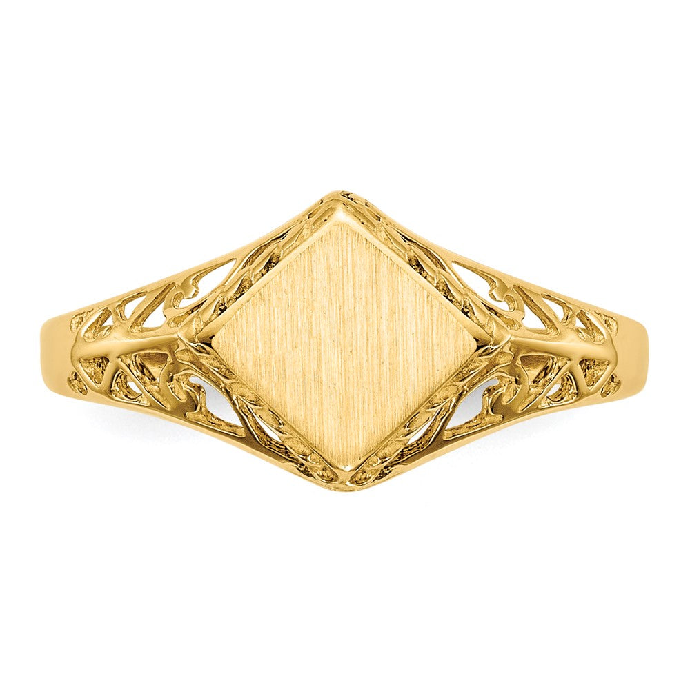 14K Gelbgold Siegelring, offene Fassung, 8,0 x 8,5 mm