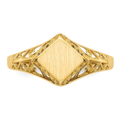 14K Gelbgold Siegelring, offene Fassung, 8,0 x 8,5 mm
