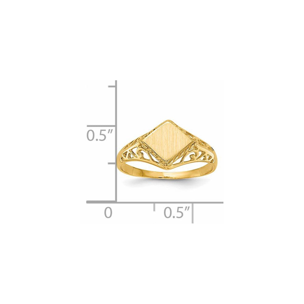 14K Gelbgold Siegelring, offene Fassung, 8,0 x 8,5 mm