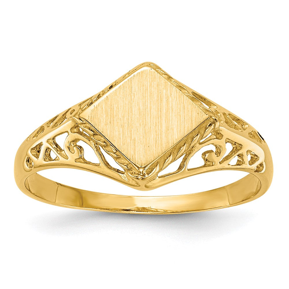 14K Gelbgold Siegelring, offene Fassung, 8,0 x 8,5 mm