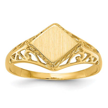 14K Gelbgold Siegelring, offene Fassung, 8,0 x 8,5 mm