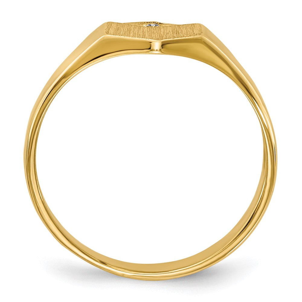 14K Gelbgold Damen-Siegelring mit natürlichem Diamant und hohlem Rücken