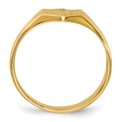 14K Gelbgold Damen-Siegelring mit natürlichem Diamant und hohlem Rücken