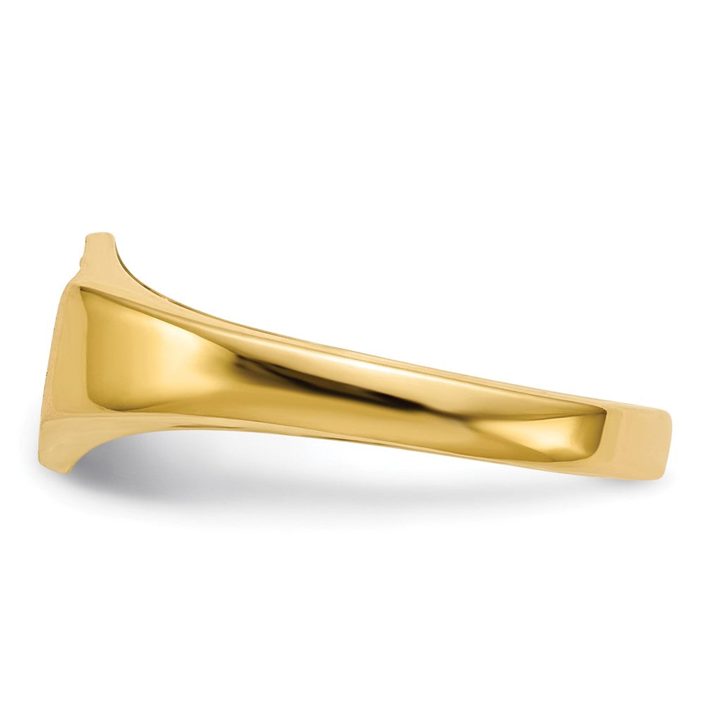 14K Gelbgold Damen-Siegelring mit natürlichem Diamant und hohlem Rücken