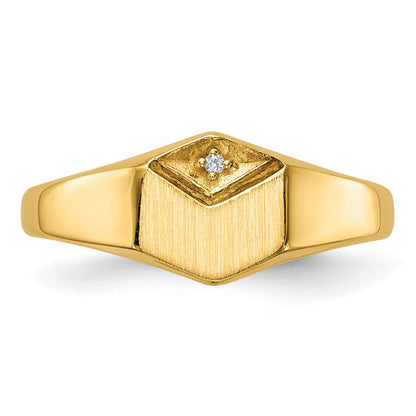 14K Gelbgold Ring mit natürlichem Diamanten im Siegelring-Design