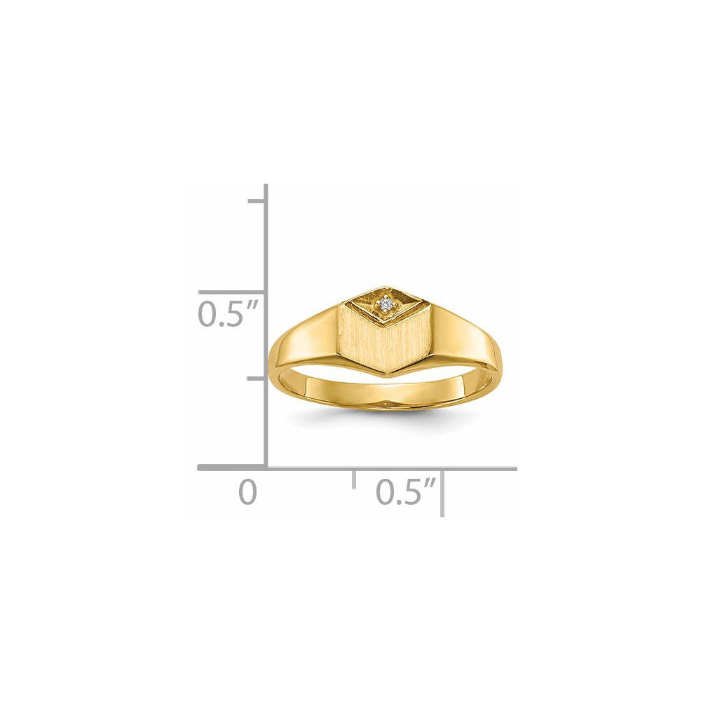 14K Gelbgold Damen-Siegelring mit natürlichem Diamant und hohlem Rücken
