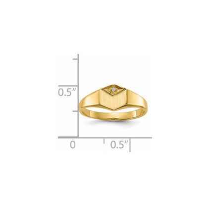 14K Gelbgold Damen-Siegelring mit natürlichem Diamant und hohlem Rücken