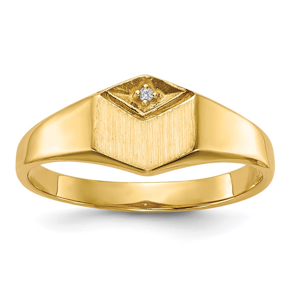 14K Gelbgold Ring mit natürlichem Diamanten im Siegelring-Design