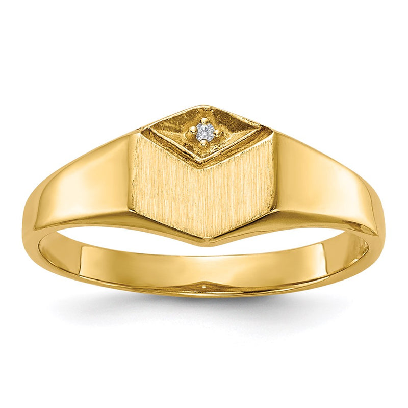 14K Gelbgold Ring mit natürlichem Diamanten im Siegelring-Design