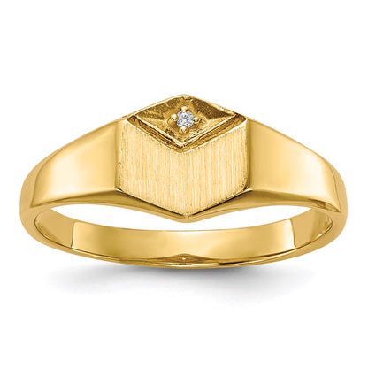 14K Gelbgold Damen-Siegelring mit natürlichem Diamant und hohlem Rücken