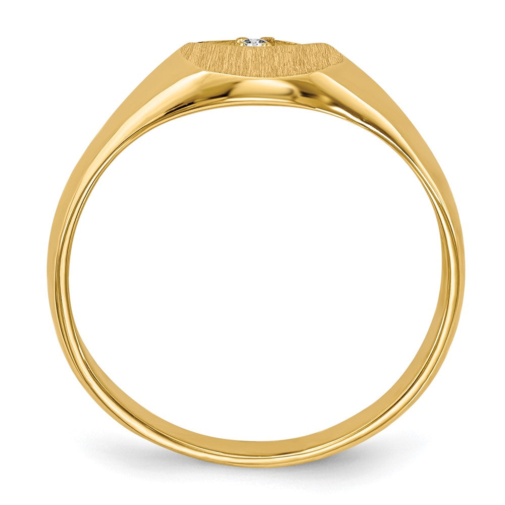 Siegelring aus 14K Gelbgold mit rundem Oberteil, Hohlrücken, 8x6,6 mm, vollständig mit natürlichen Diamanten besetzt