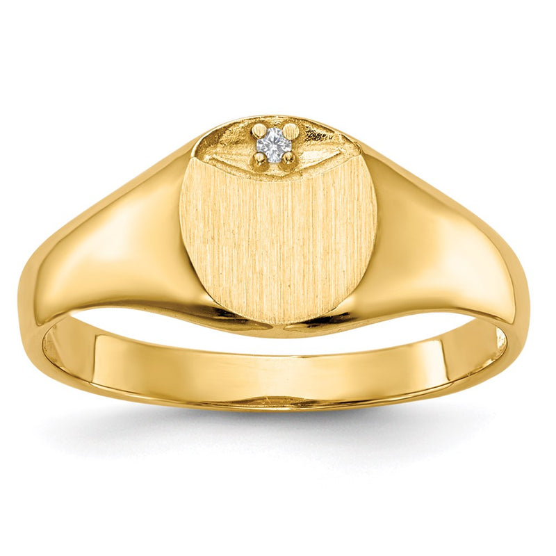 14K Gelbgold Siegelring mit natürlichem Diamant