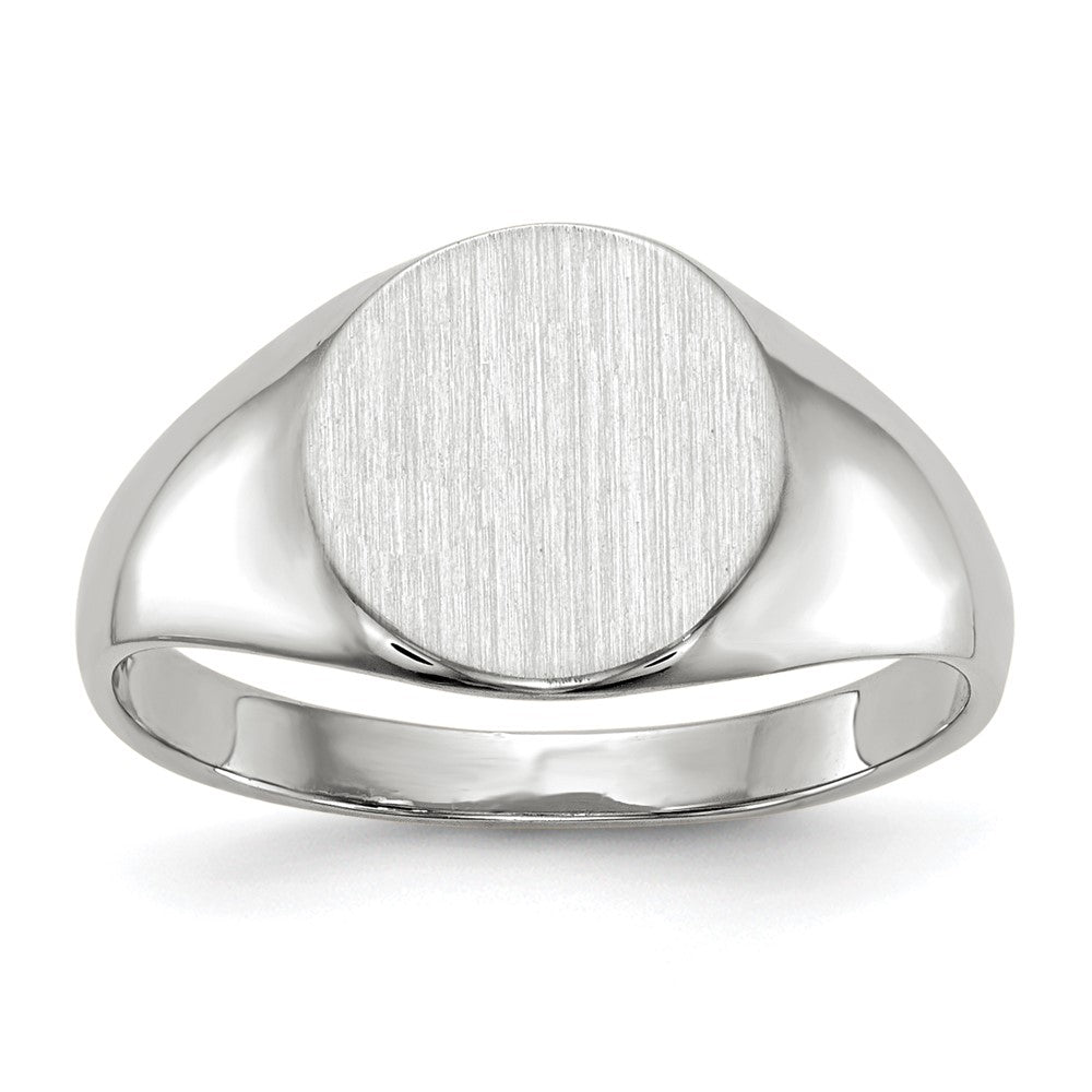 14K Weißgold Siegelring mit geschlossener Fassung, 9,0x9,0mm