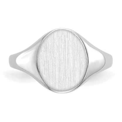 14K Weißgold Siegelring mit geschlossener Rückseite, 10,0x9,0mm