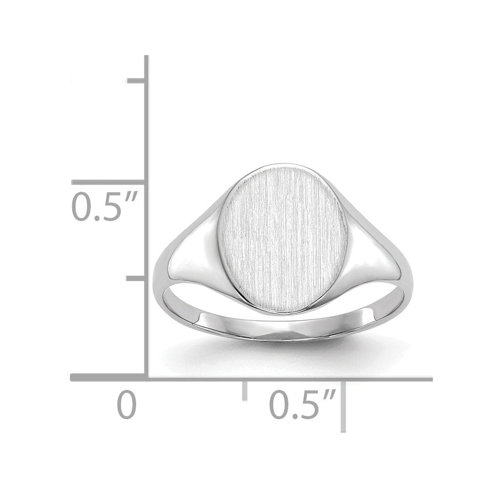14K Weißgold Siegelring mit geschlossener Rückseite, 10,0x9,0mm