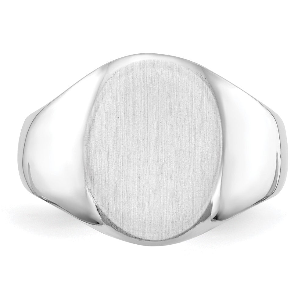 14K Weißgold 15,0x11,5 mm Herren-Siegelring mit geschlossener Rückseite