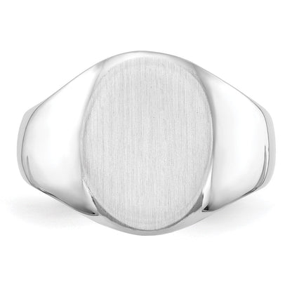 14K Weißgold 15,0x11,5 mm Herren-Siegelring mit geschlossener Rückseite