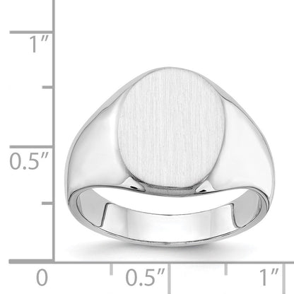 14K Weißgold 15,0x11,5 mm Herren-Siegelring mit geschlossener Rückseite