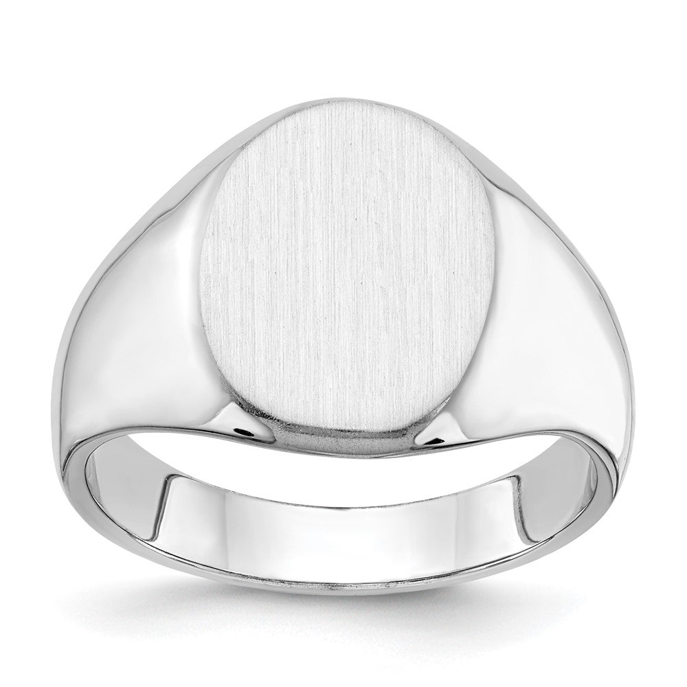 14K Weißgold 15,0x11,5 mm Herren-Siegelring mit geschlossener Rückseite