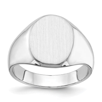 14K Weißgold 15,0x11,5 mm Herren-Siegelring mit geschlossener Rückseite