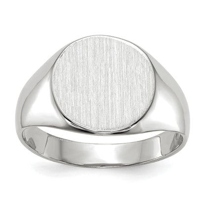 14K Weißgold Siegelring mit geschlossener Fassung, 10,5 x 10,5 mm