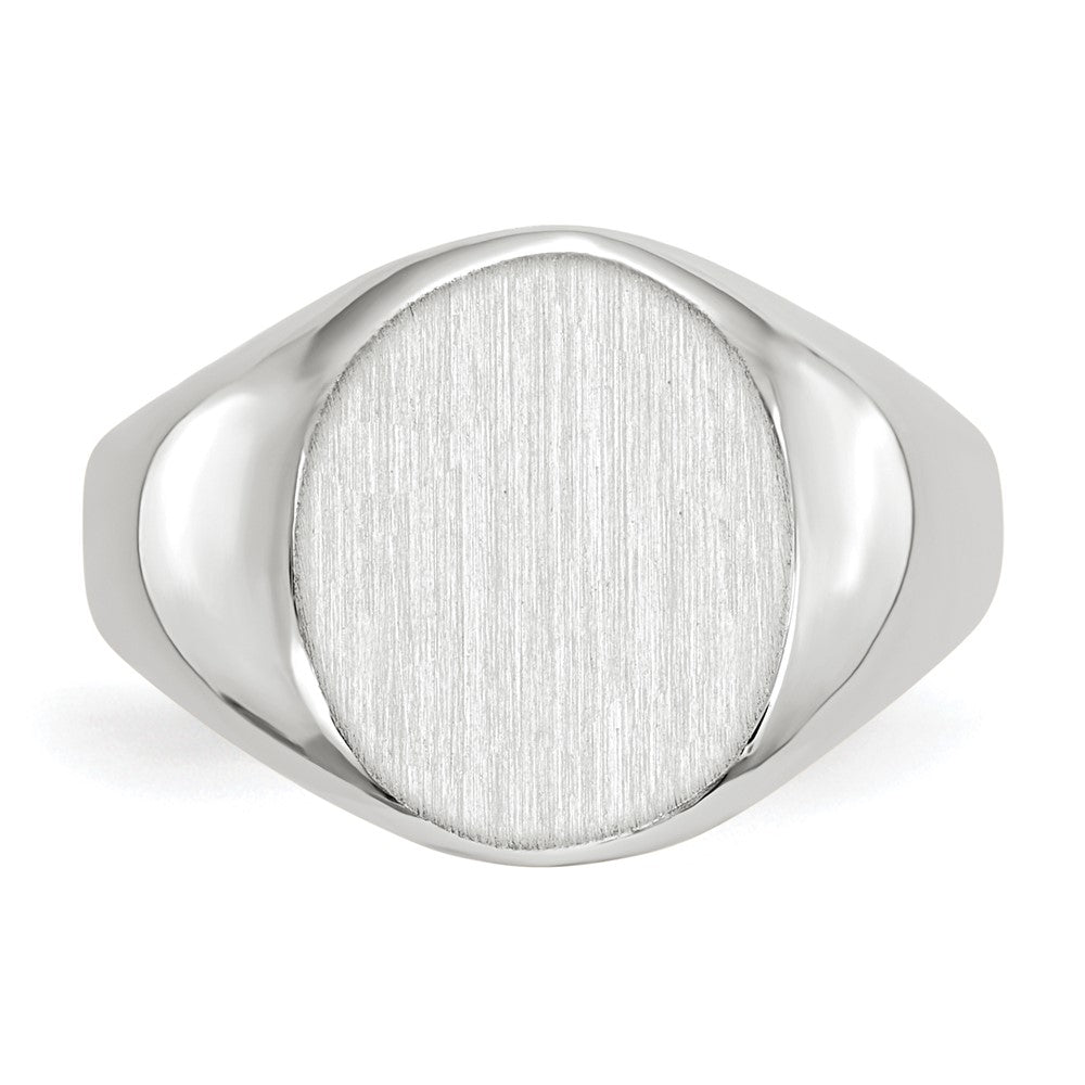 14K Weißgold Siegelring mit geschlossener Rückseite, 11,5x10,0 mm