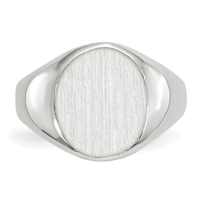 14K Weißgold Siegelring mit geschlossener Rückseite, 11,5x10,0 mm