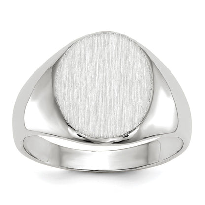 14K Weißgold Siegelring mit geschlossener Rückseite, 11,5x10,0 mm