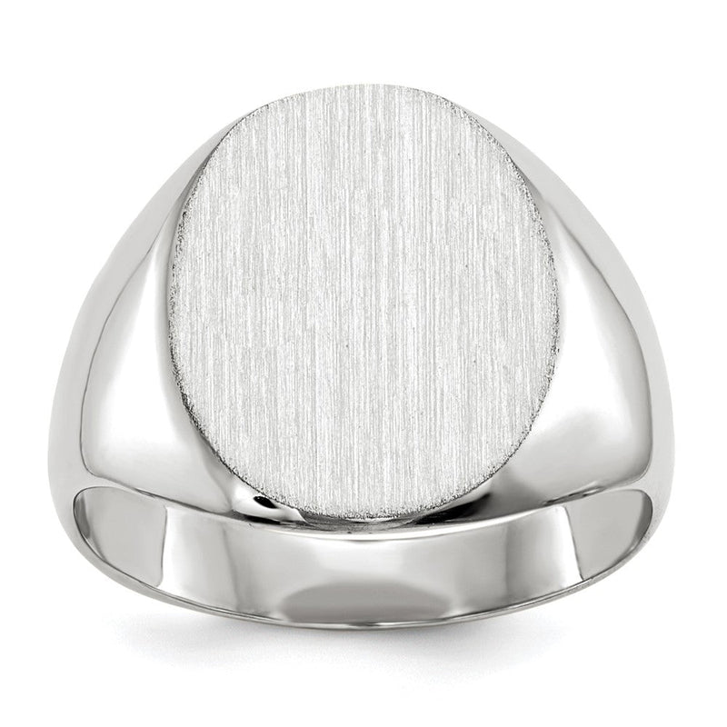 14K Weißgold Siegelring mit geschlossener Fassung, 13,5x12,5 mm