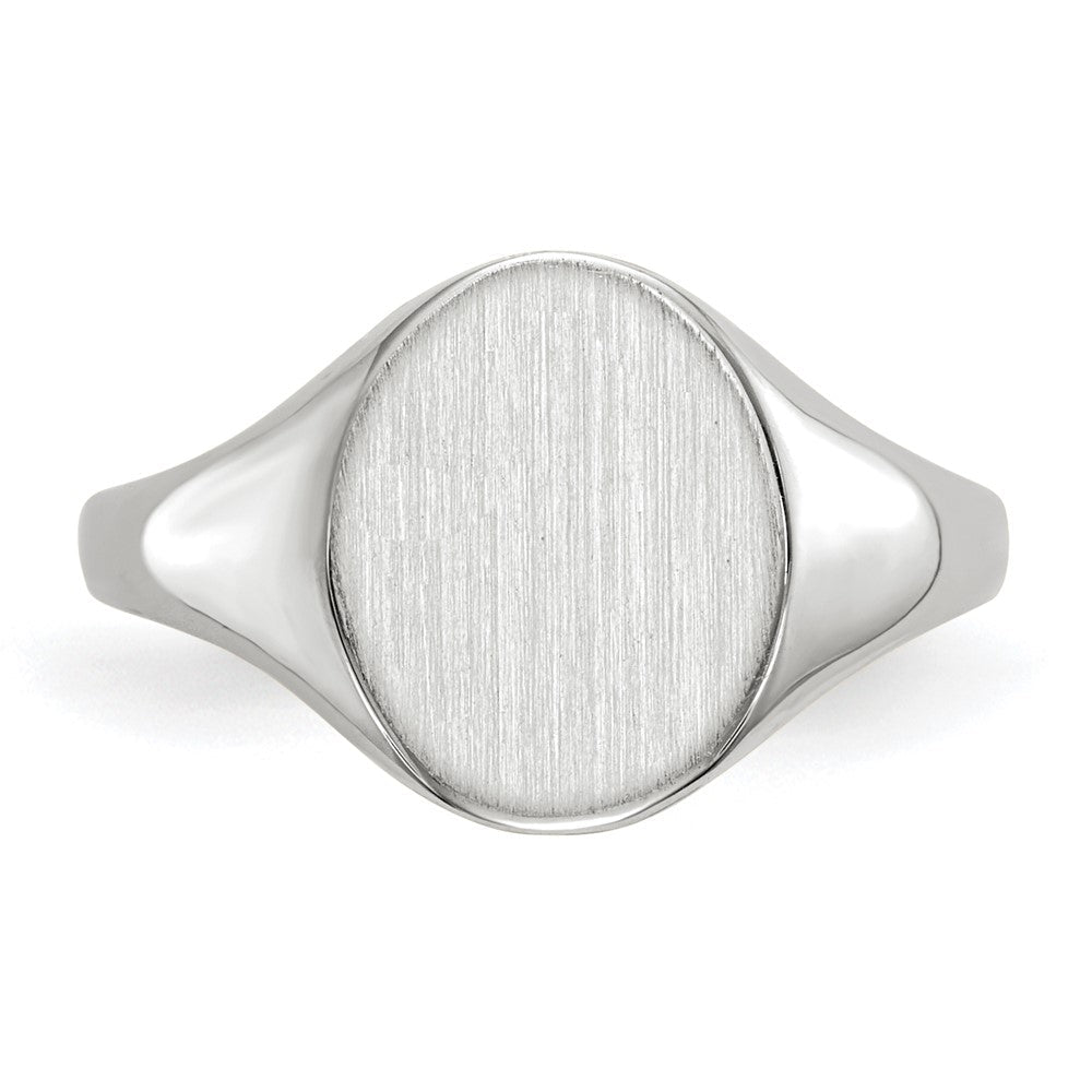 14K Weißgold Siegelring mit offener Rückseite, 10,0 x 9,0 mm