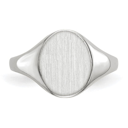 14K Weißgold Siegelring mit offener Rückseite, 10,0 x 9,0 mm