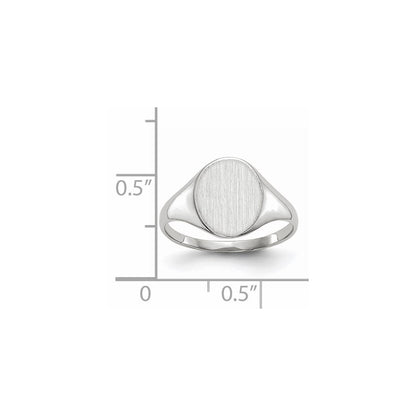 14K Weißgold Siegelring mit offener Rückseite, 10,0 x 9,0 mm