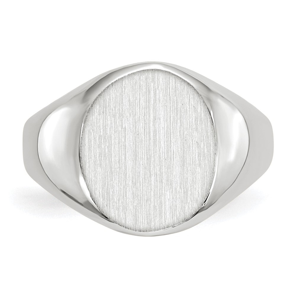 14K Weißgold Siegelring mit offener Fassung, 12,5 x 11,0 mm