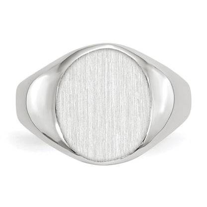 14K Weißgold Siegelring mit offener Fassung, 12,5 x 11,0 mm