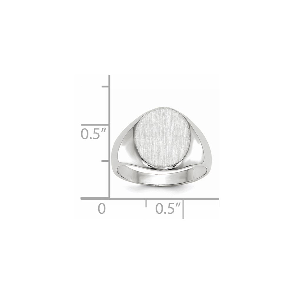 14K Weißgold Siegelring mit offener Fassung, 12,5 x 11,0 mm