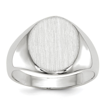 14K Weißgold Siegelring mit offener Fassung, 12,5 x 11,0 mm