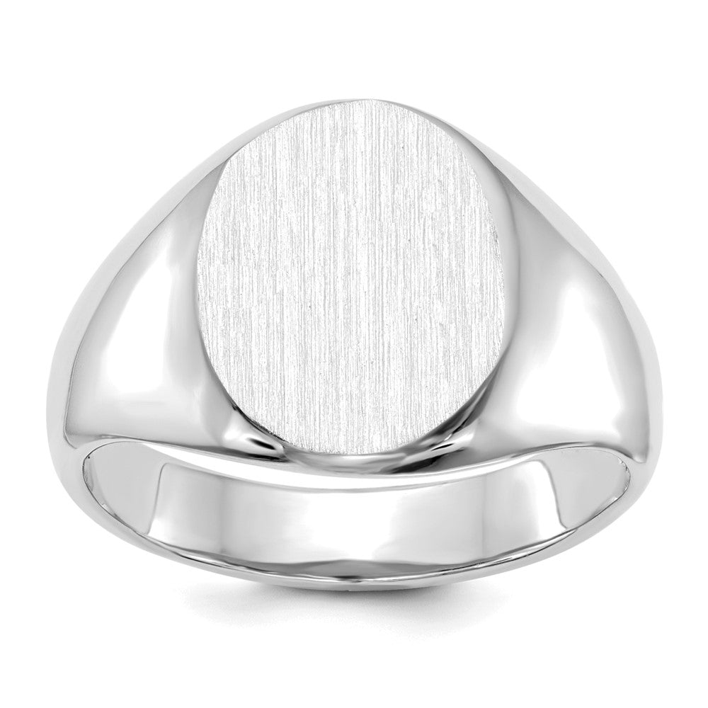 14K Weißgold Siegelring mit offener Rückseite, 13,0x11,0 mm