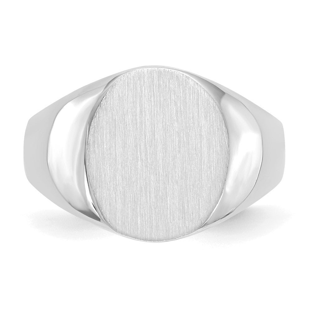14K Weißgold Siegelring, offener Boden, 13,0 x 15,5 mm