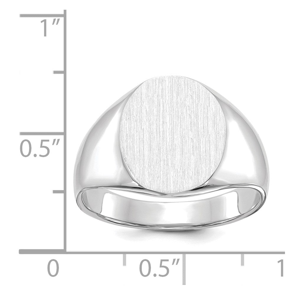 14K Weißgold Siegelring, offener Boden, 13,0 x 15,5 mm