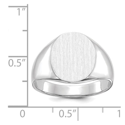 14K Weißgold Siegelring, offener Boden, 13,0 x 15,5 mm
