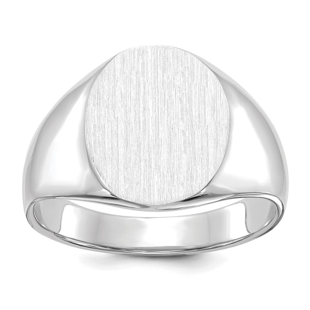 14K Weißgold Siegelring, offener Boden, 13,0 x 15,5 mm
