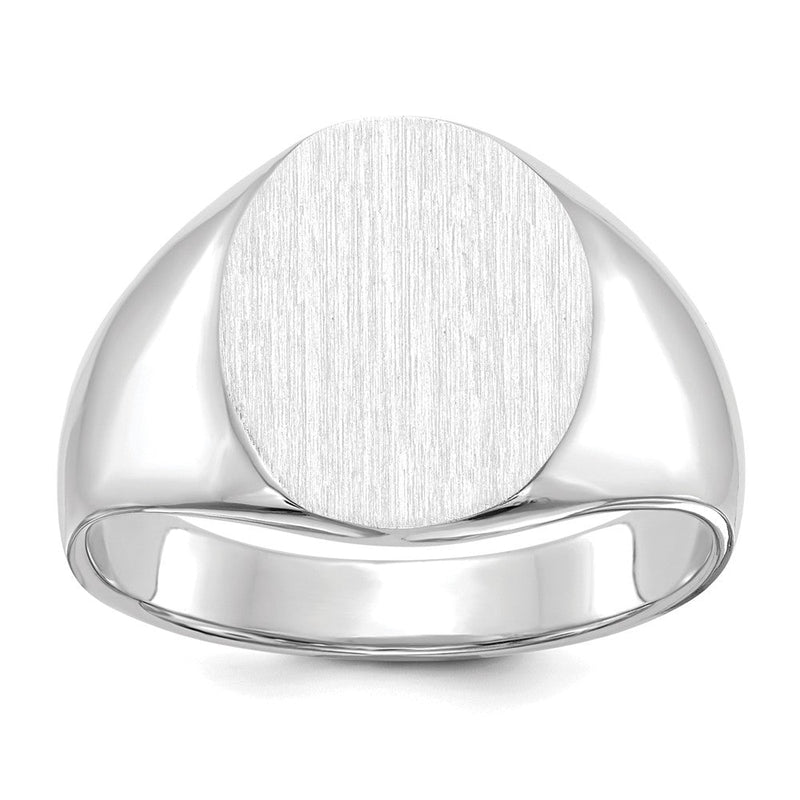 14K Weißgold Siegelring, offener Boden, 13,0 x 15,5 mm