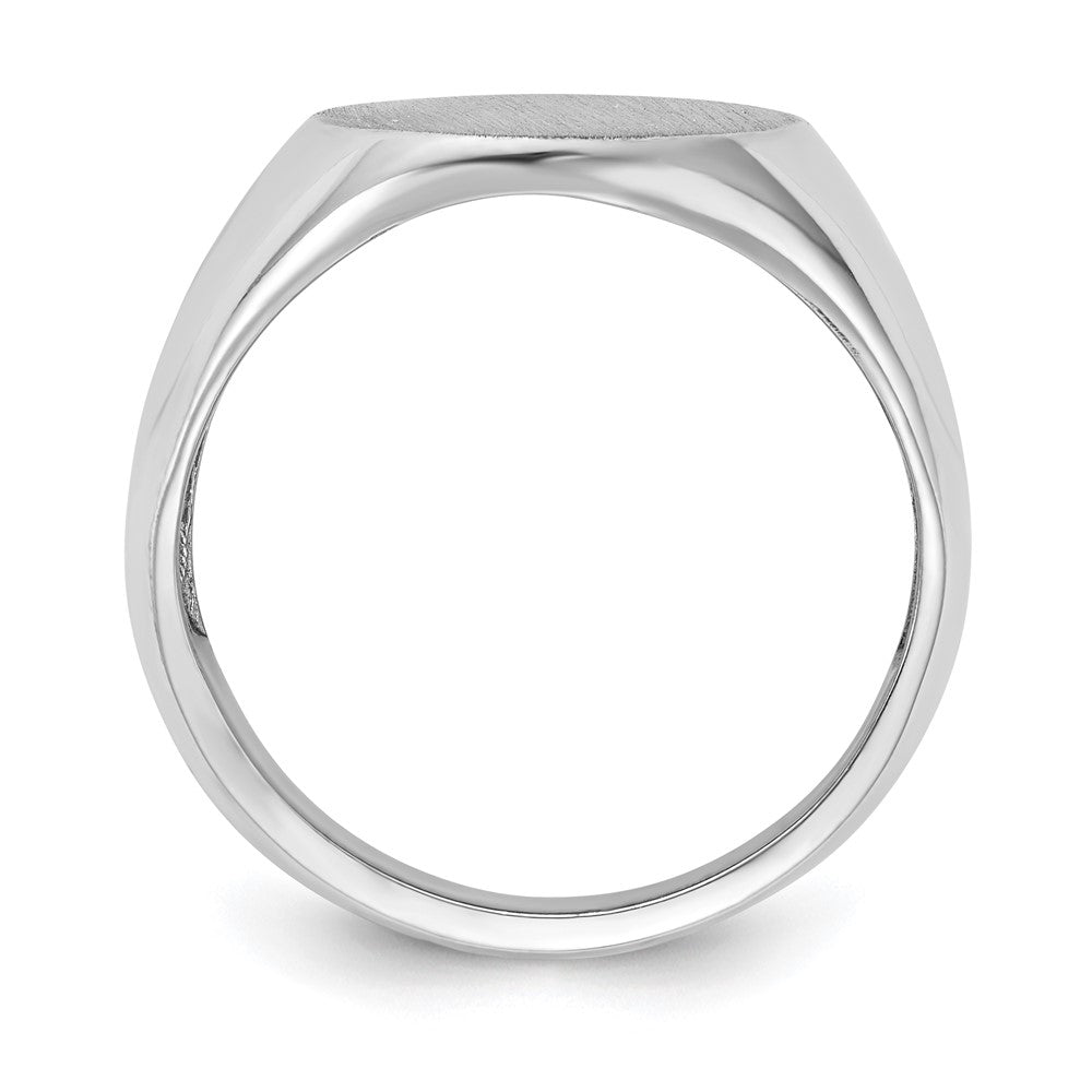 14K Weißgold Siegelring für Herren mit offener Rückseite, 18,0x14,5mm